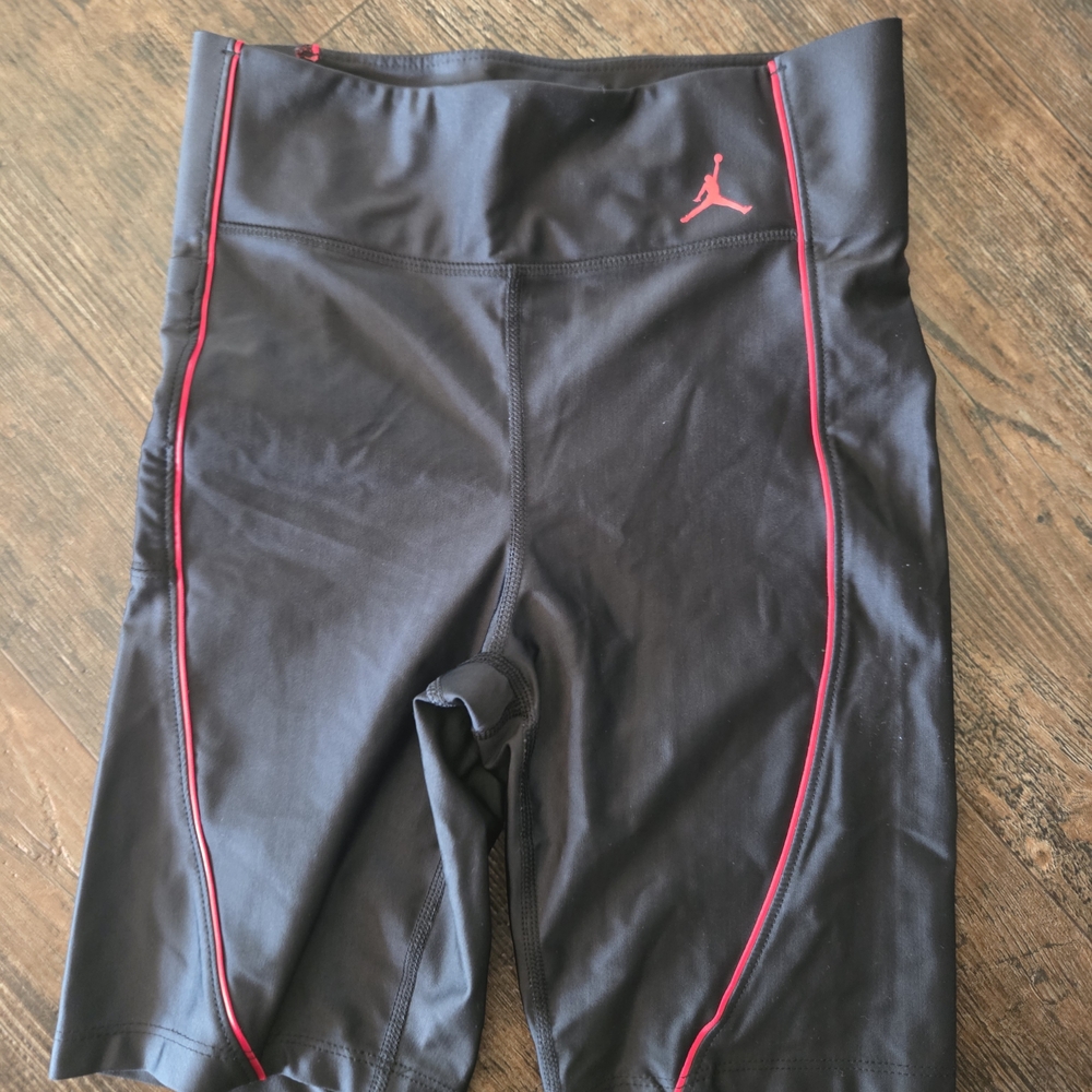 Black Athletic Shorts with Red Accents